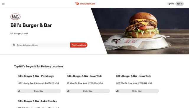 Bill's Bar & Burger Order Online usamenuprices