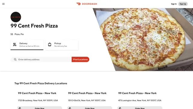 99 cent Fresh Pizza Order Online usamenuprices